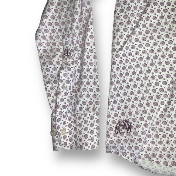 🎸 John Lennon Signature Shirt | White Psychedelic Peace Print – Size M - Picture 3 of 6
